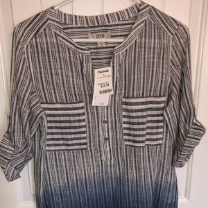 Vintage America Blue striped shirt Sz M